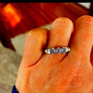 18K White Gold Diamond, & Tanzanite Ring